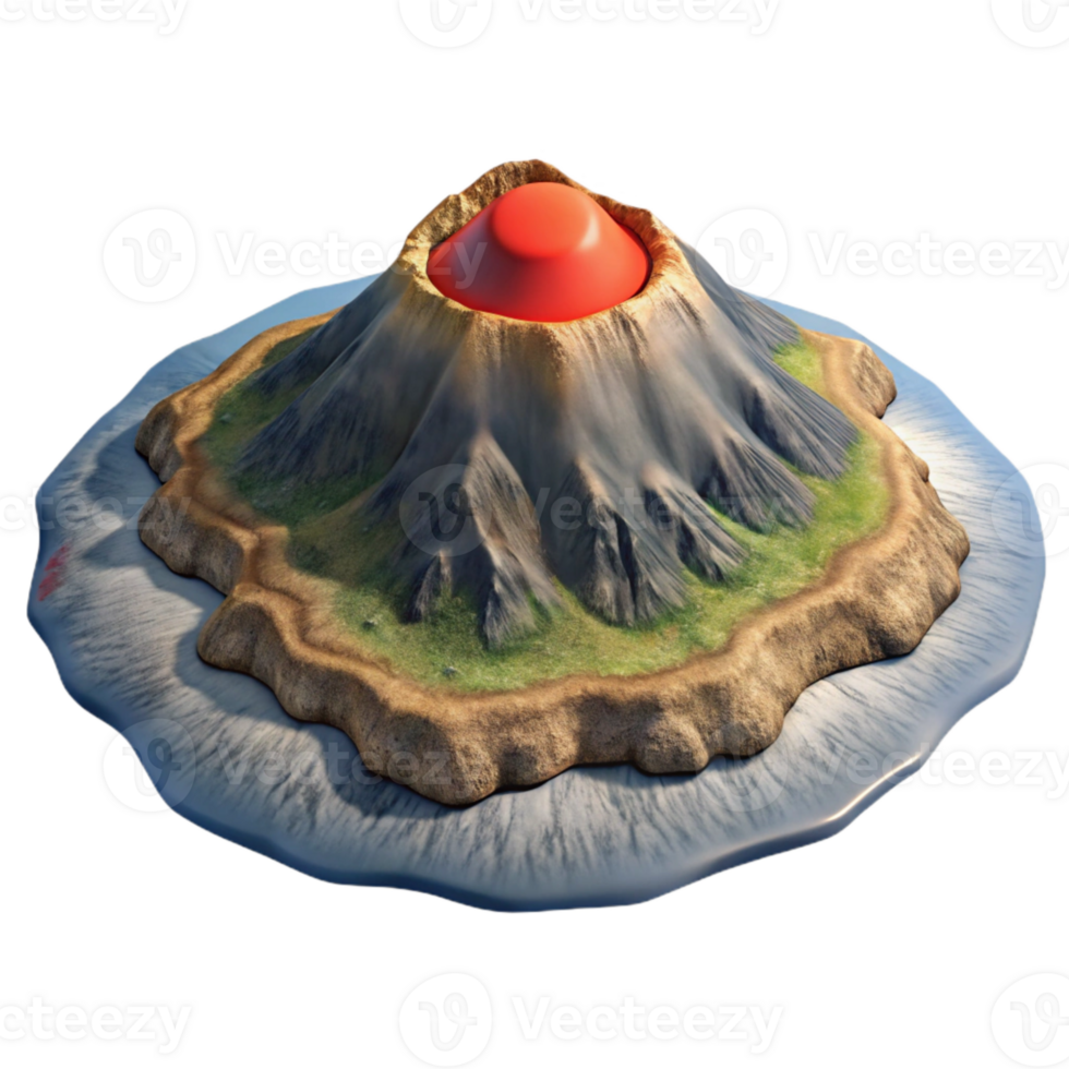 magnificent artistic Aerial Photograph of Island with Volcanic Crater Transparent Background genuine png