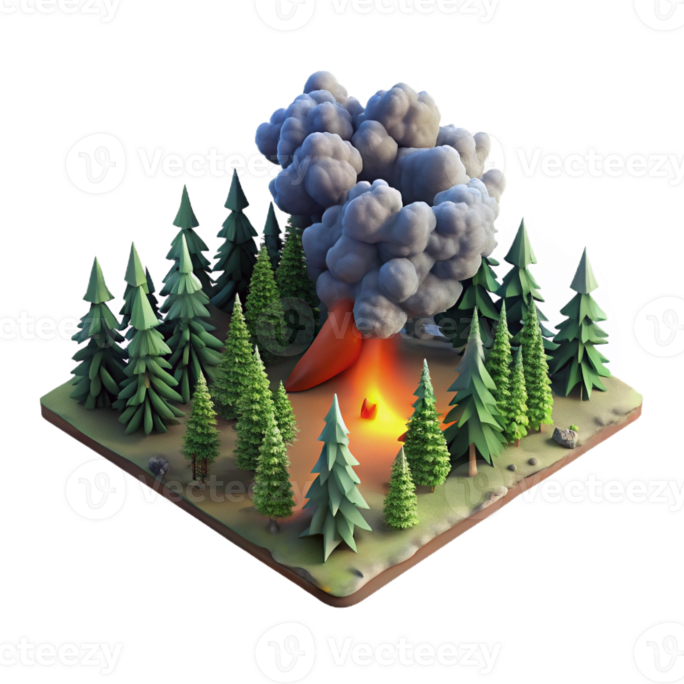 stunning rustic Aerial Photo of Forest Fire with Smoke Plume Transparent Background high quality png