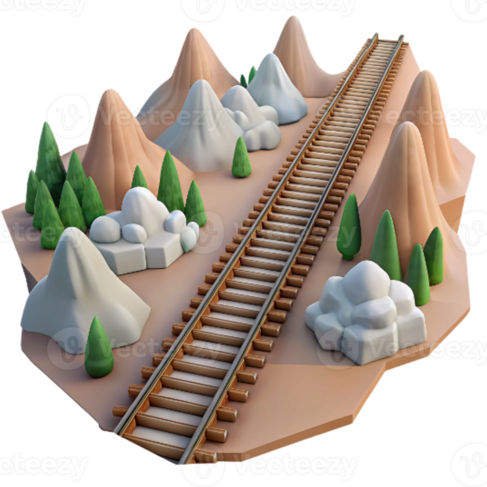 stunning rustic Aerial Photo of Train Tracks Through Mountains Transparent Background detailed png