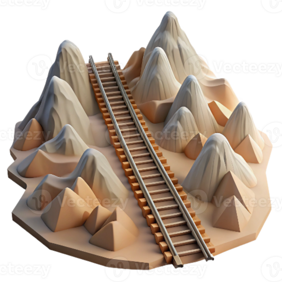 beautiful creative Aerial Photo of Train Tracks Through Mountains Transparent Background detailed png