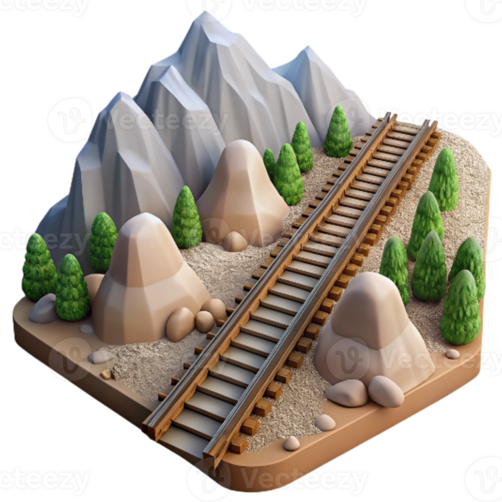 serene artistic Aerial Photo of Train Tracks Through Mountains Transparent Background premium png
