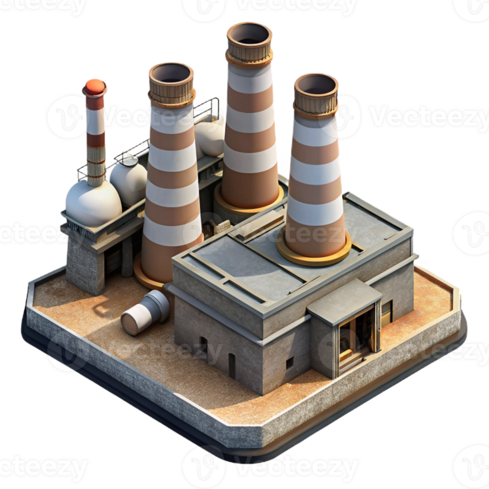 impressive modern Aerial Shot of Industrial Area Smokestacks Isolated detailed png