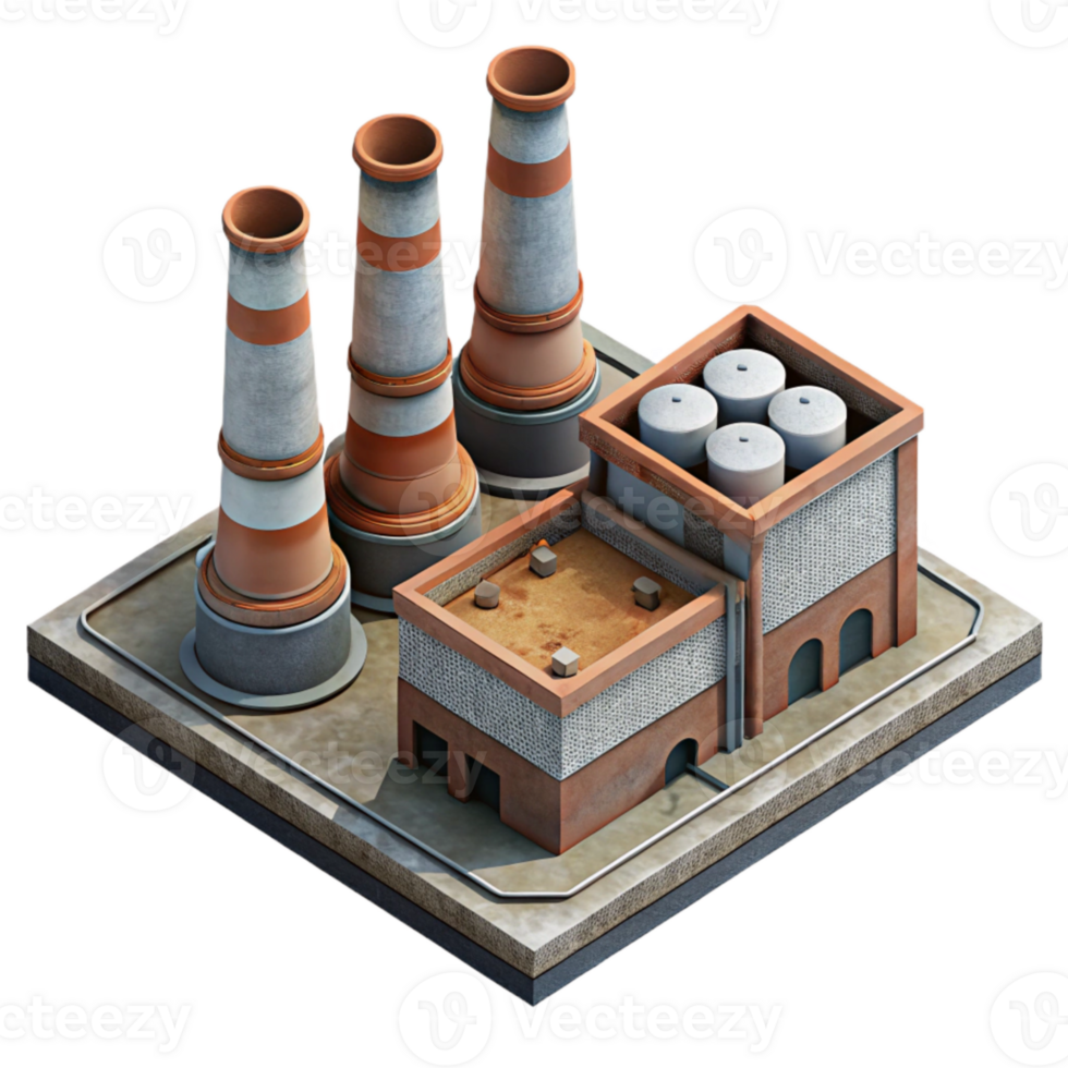 vibrant traditional Aerial Shot of Industrial Area Smokestacks Isolated high resolution png