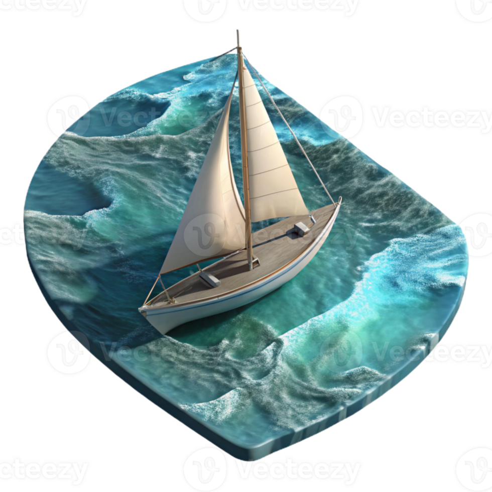 stunning creative Aerial Shot of Single Sailboat on Ocean Transparent Background exclusive png