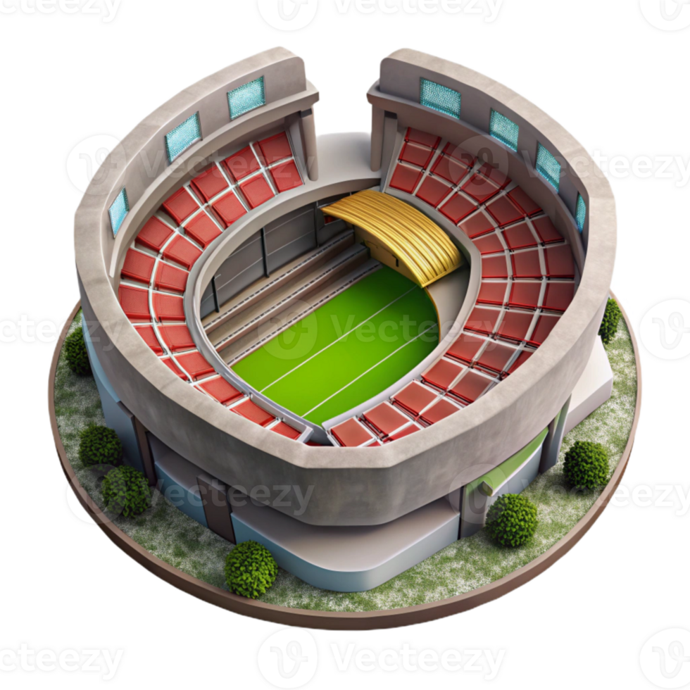 magnificent minimalist Aerial Shot of Stadium with Empty Seats Isolated detailed png