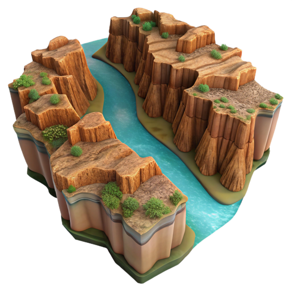 wonderful rustic Aerial View of Canyon with River Cutout original png