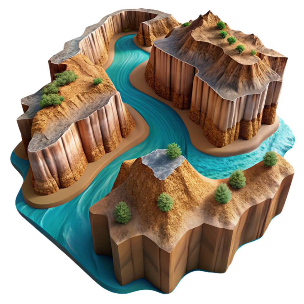 dramatic rustic Aerial View of Canyon with River Cutout high quality png