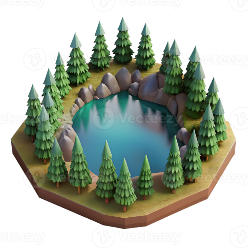 magnificent creative Aerial View of Lake Surrounded by Trees Transparent Background 4K png
