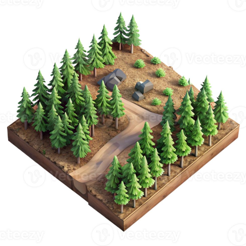 serene contemporary Aerial View of Forest with Logging Roads Isolated high resolution png