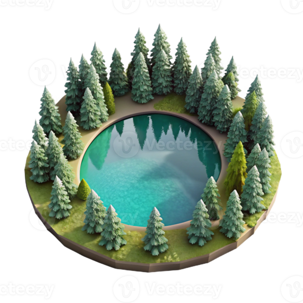 stunning creative Aerial View of Lake Surrounded by Trees Transparent Background authentic png