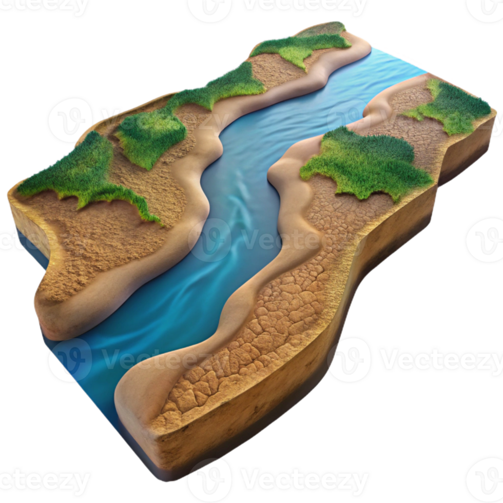 impressive artistic Aerial View of River Delta with Sediment Cutout exclusive png