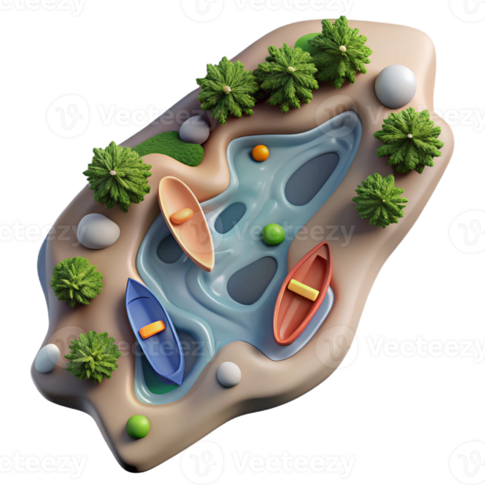 beautiful classic Aerial View of River Delta with Sediment Cutout premium png