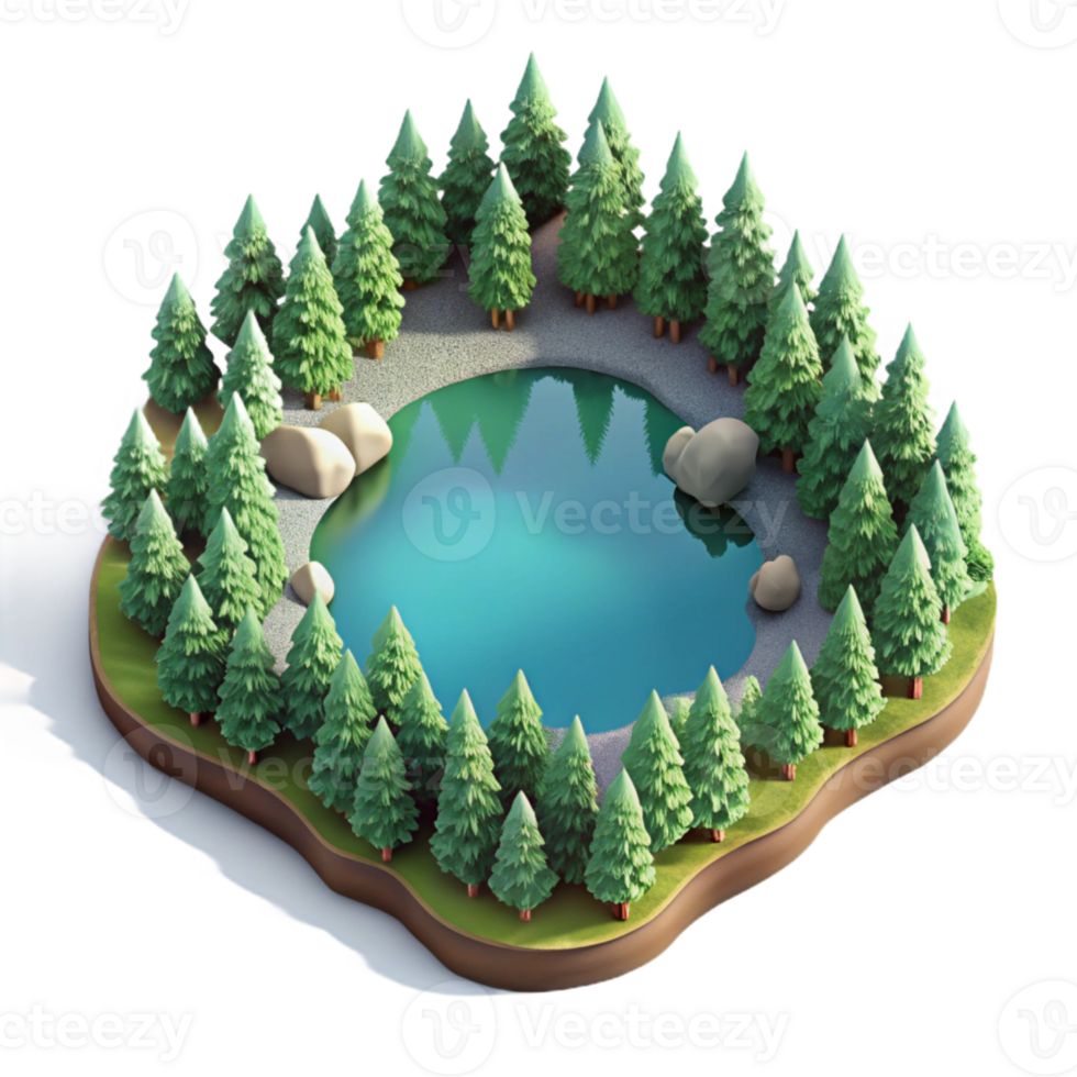 serene modern Aerial View of Lake Surrounded by Trees Transparent Background original png