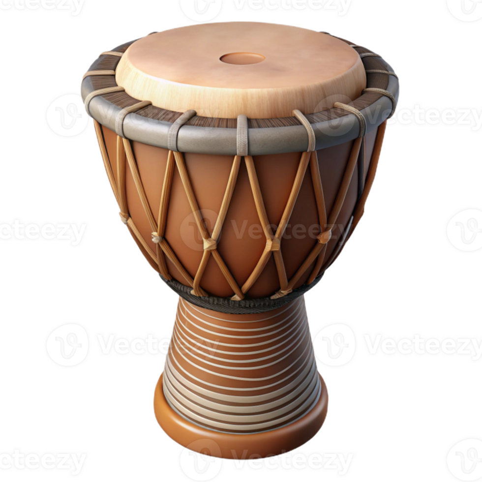 wonderful rustic African Djembe Drum Hand Carved Detail Cutout original png