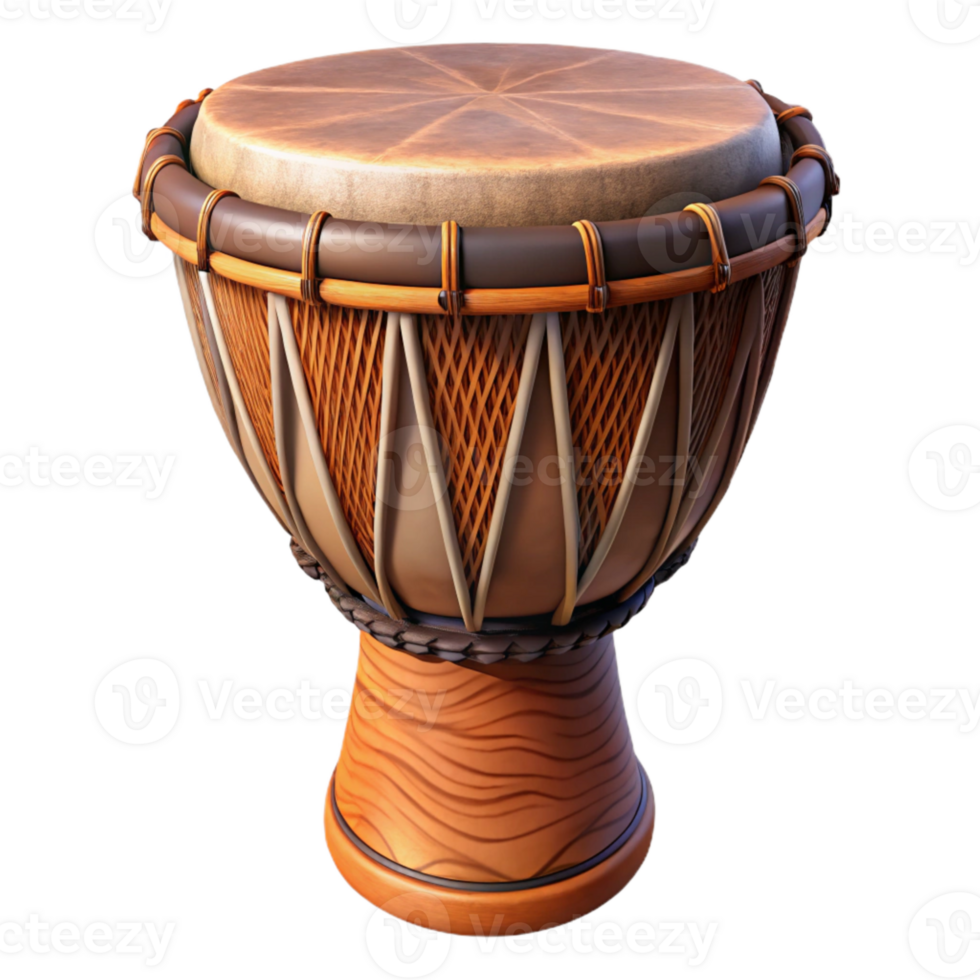 serene minimalist African Djembe Drum Hand Carved Detail Cutout original png