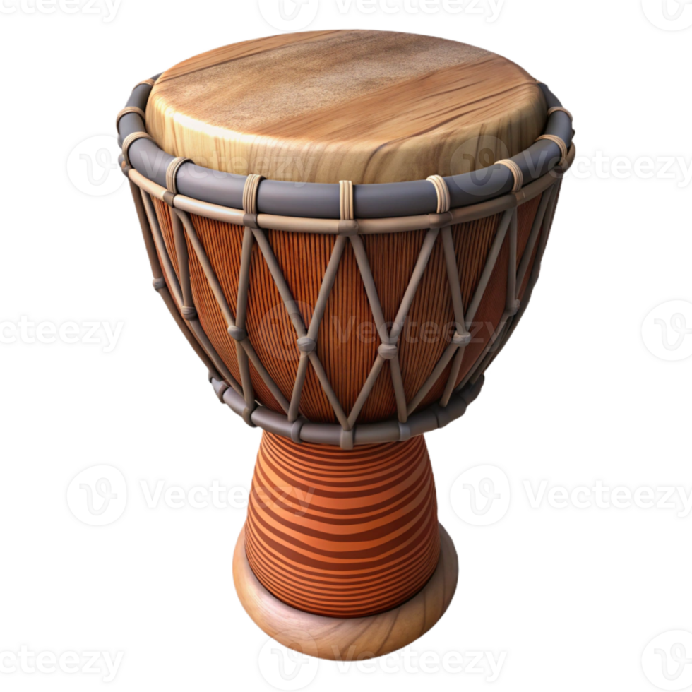 beautiful minimalist African Drum Djembe Carved Wood Isolated genuine png