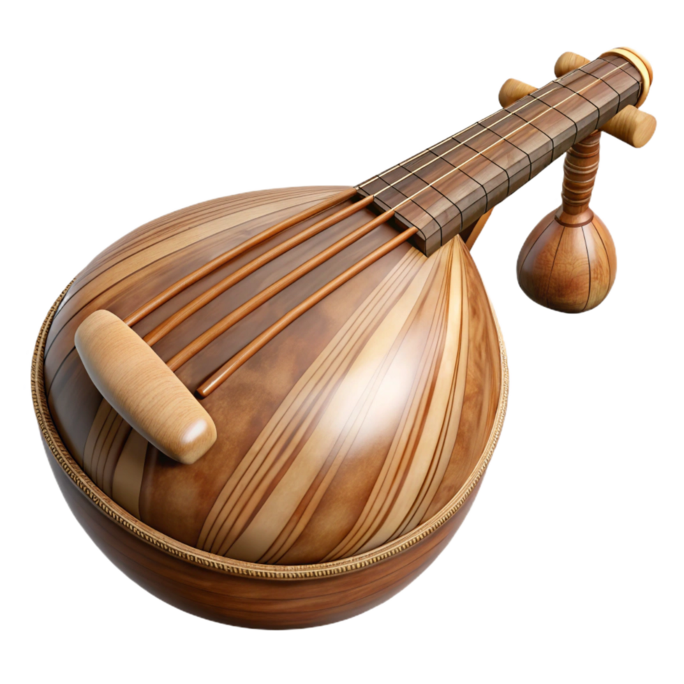 impressive rustic African Kora String Instrument Wooden Texture Isolated Element exclusive png