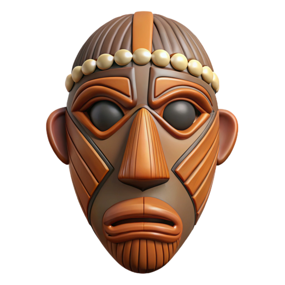 stunning modern African Mask Tribal Design Wooden Texture Isolated Element authentic png