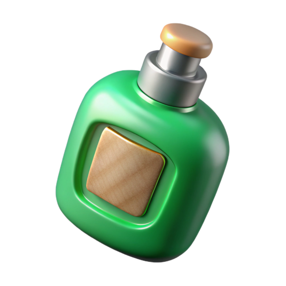 serene contemporary Aftershave Lotion Green Bottle Transparent Background Cutout original png