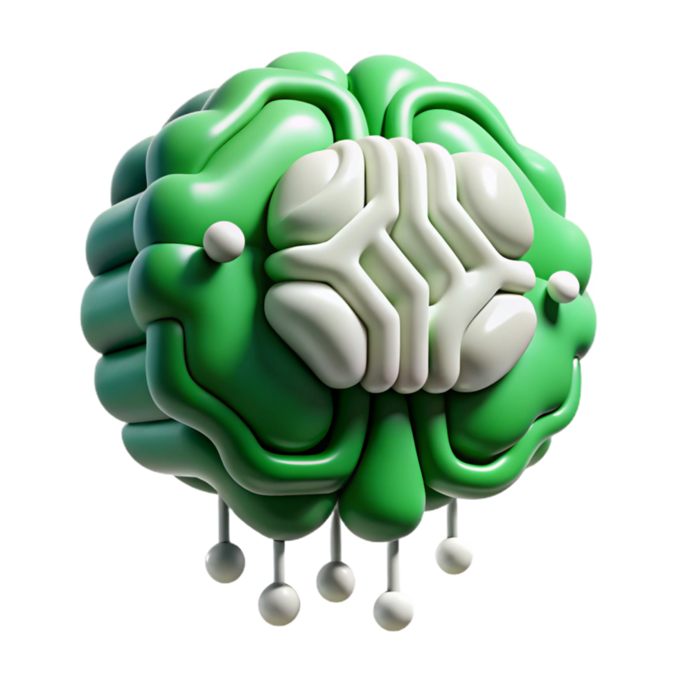 extraordinary classic Ai Brain Circuit Design Green and White Isolated exclusive png