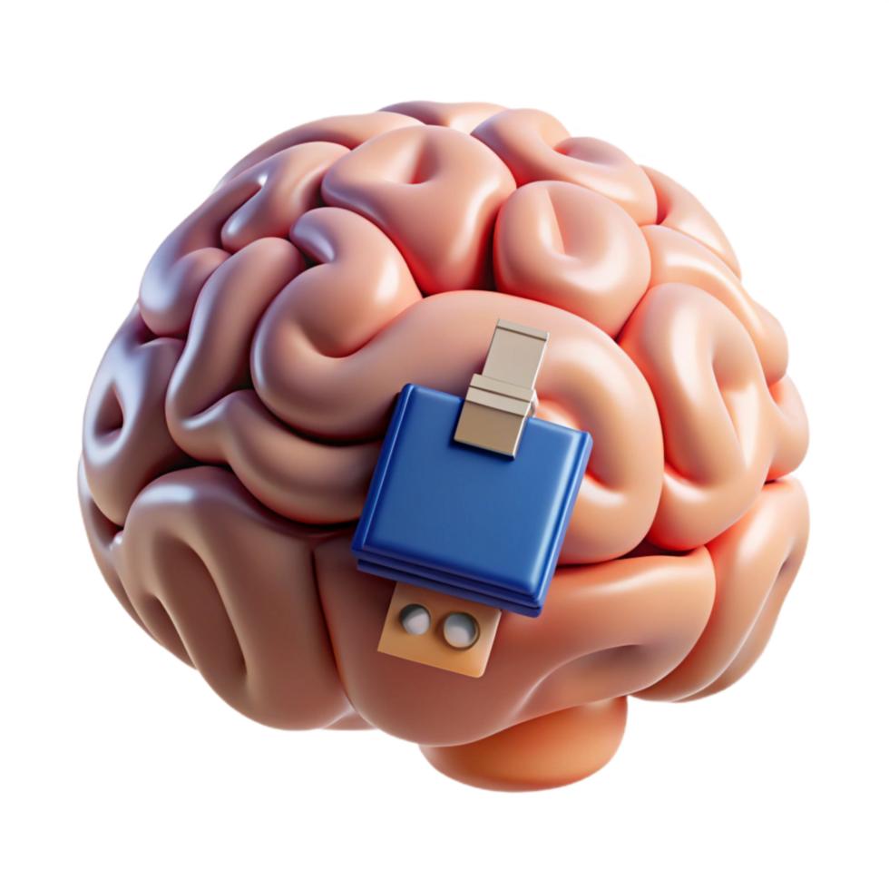 vibrant abstract Ai Brain with Data Storage Capacity Cutout detailed png