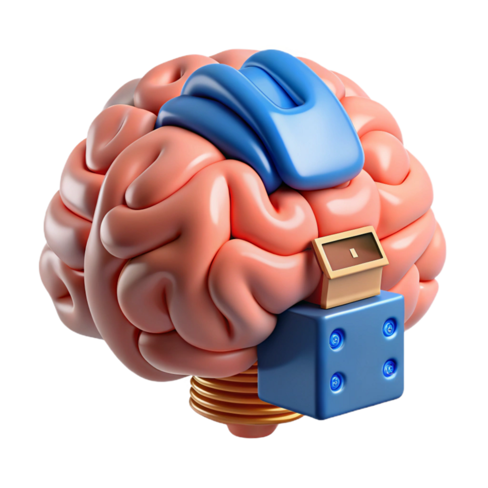 extraordinary artistic Ai Brain with Data Storage Capacity Cutout authentic png