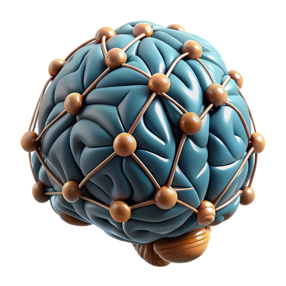 elegant creative Ai Brain with Neural Network Structure Cutout high resolution png