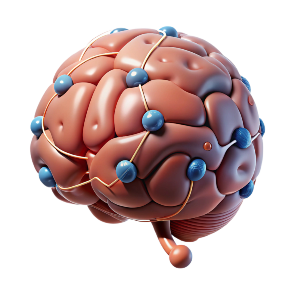 vibrant abstract Ai Brain with Synaptic Connections Cutout original png