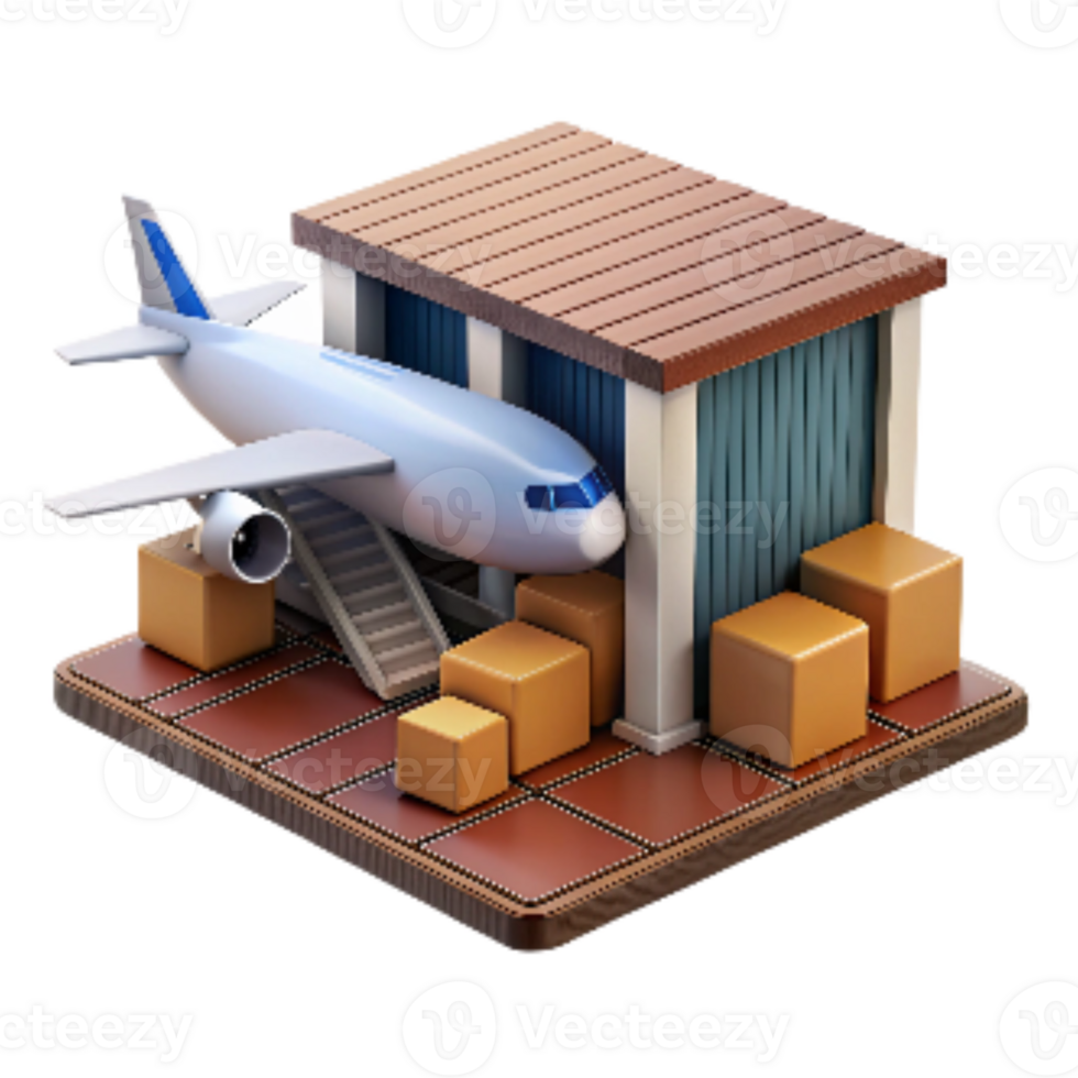 stunning artistic Airplane Cargo Loading Dock Isolated 4K png