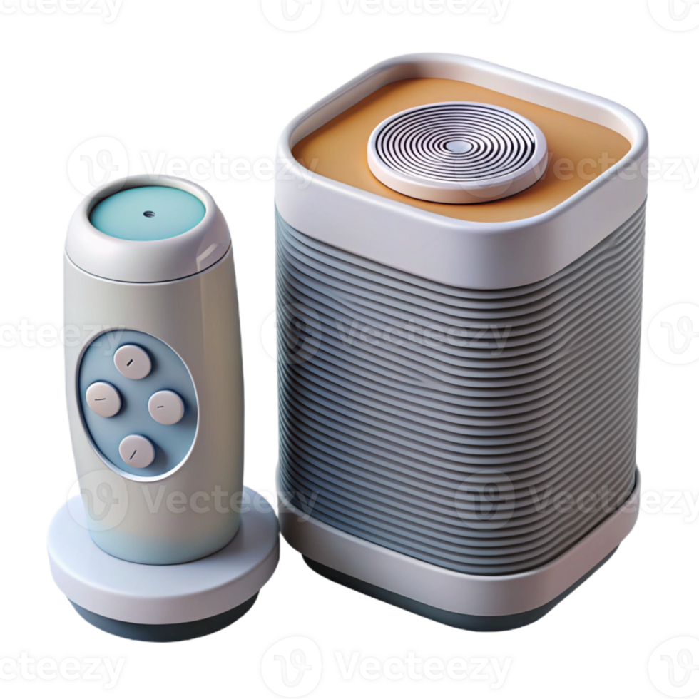 serene rustic Air Purifier with Remote Control Isolated on Transparent Background high resolution png
