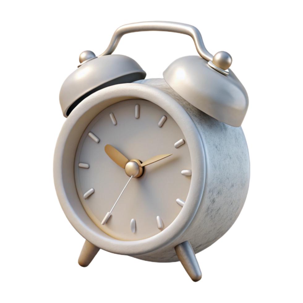 beautiful classic Alarm Clock Modern White Face Transparent Background professional png