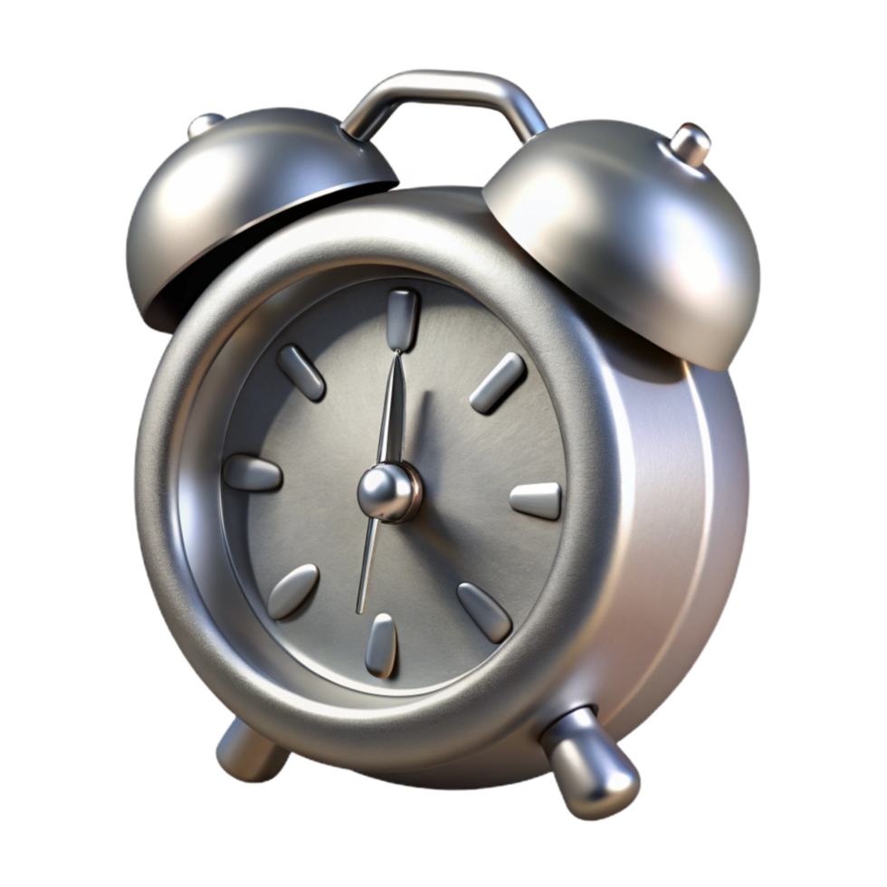 vibrant classic Alarm Clock Silver Digital Cutout with Shadow high resolution png