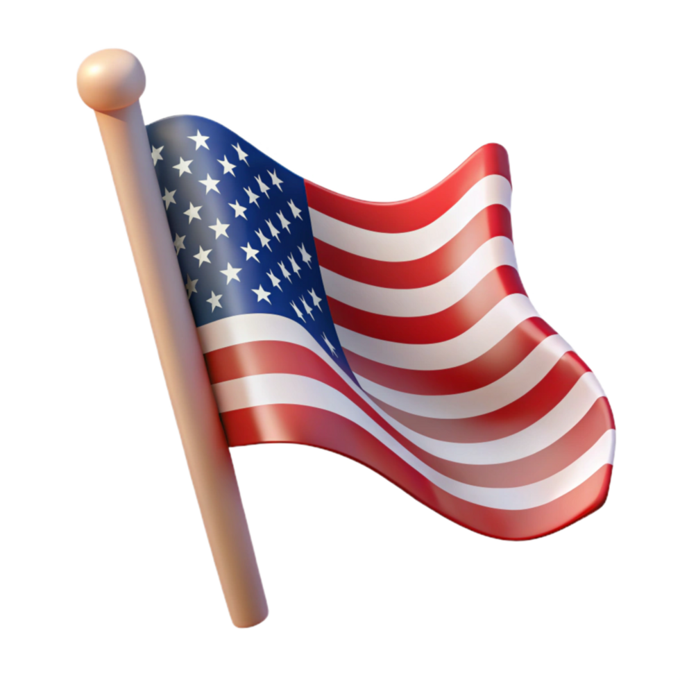 magnificent rustic American Flag Waving Patriotic Isolated Element professional png