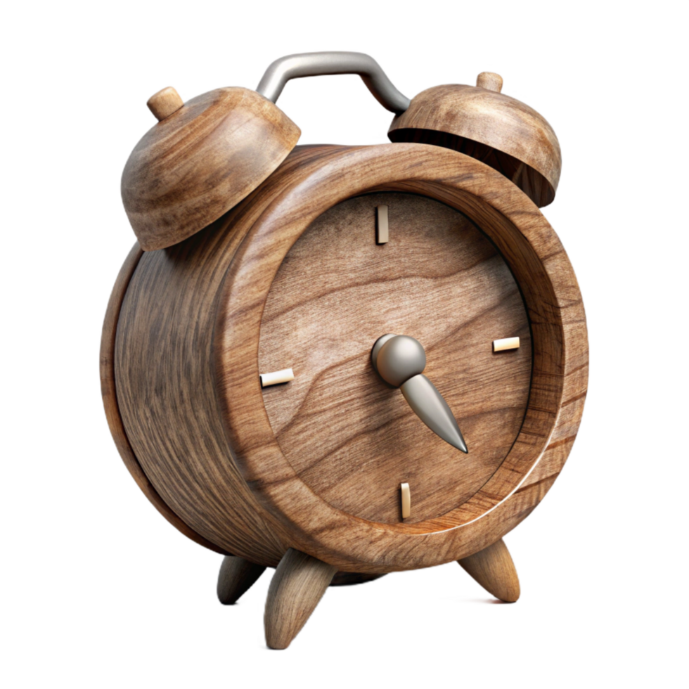 stunning creative Alarm Clock Wooden Rustic Cutout with Shadow 4K png