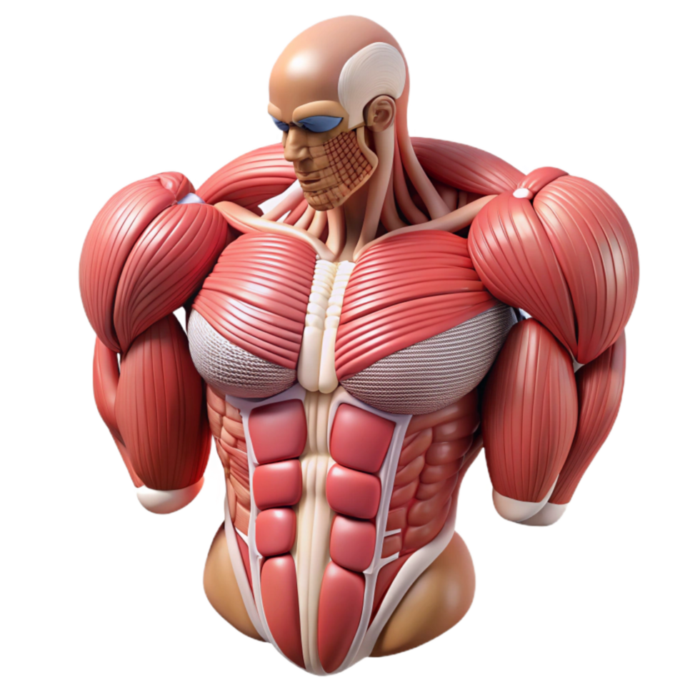 magnificent modern Anatomical Chart Muscles Labeled Isolated Transparent Background premium png