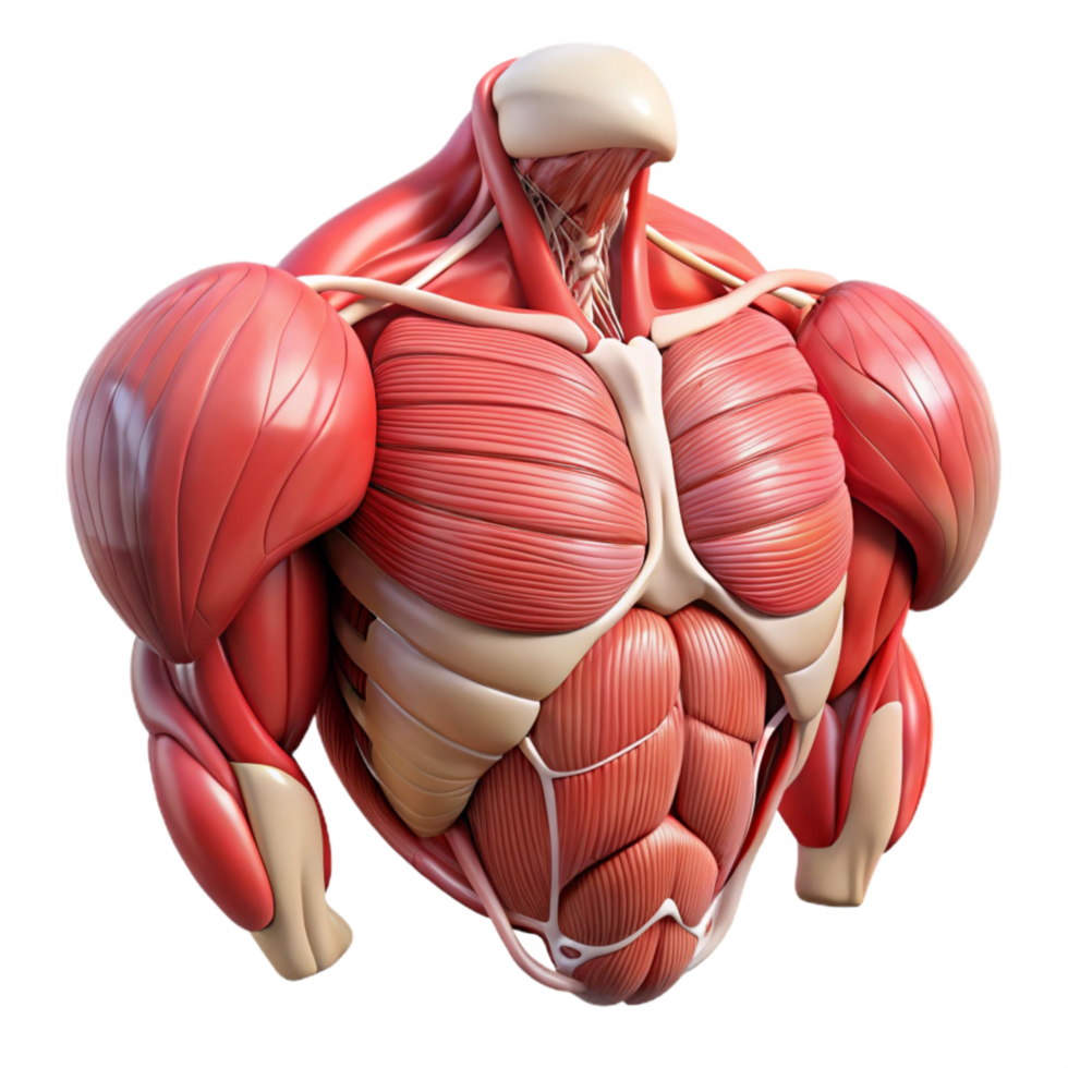 dramatic classic Anatomical Chart Muscles Labeled Isolated Transparent Background genuine png