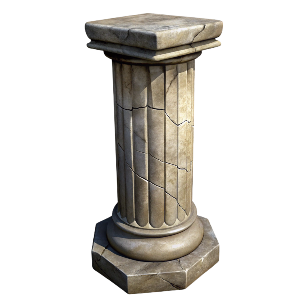 dramatic artistic Ancient Ruins Pillar with Cracked Texture Isolated high quality png