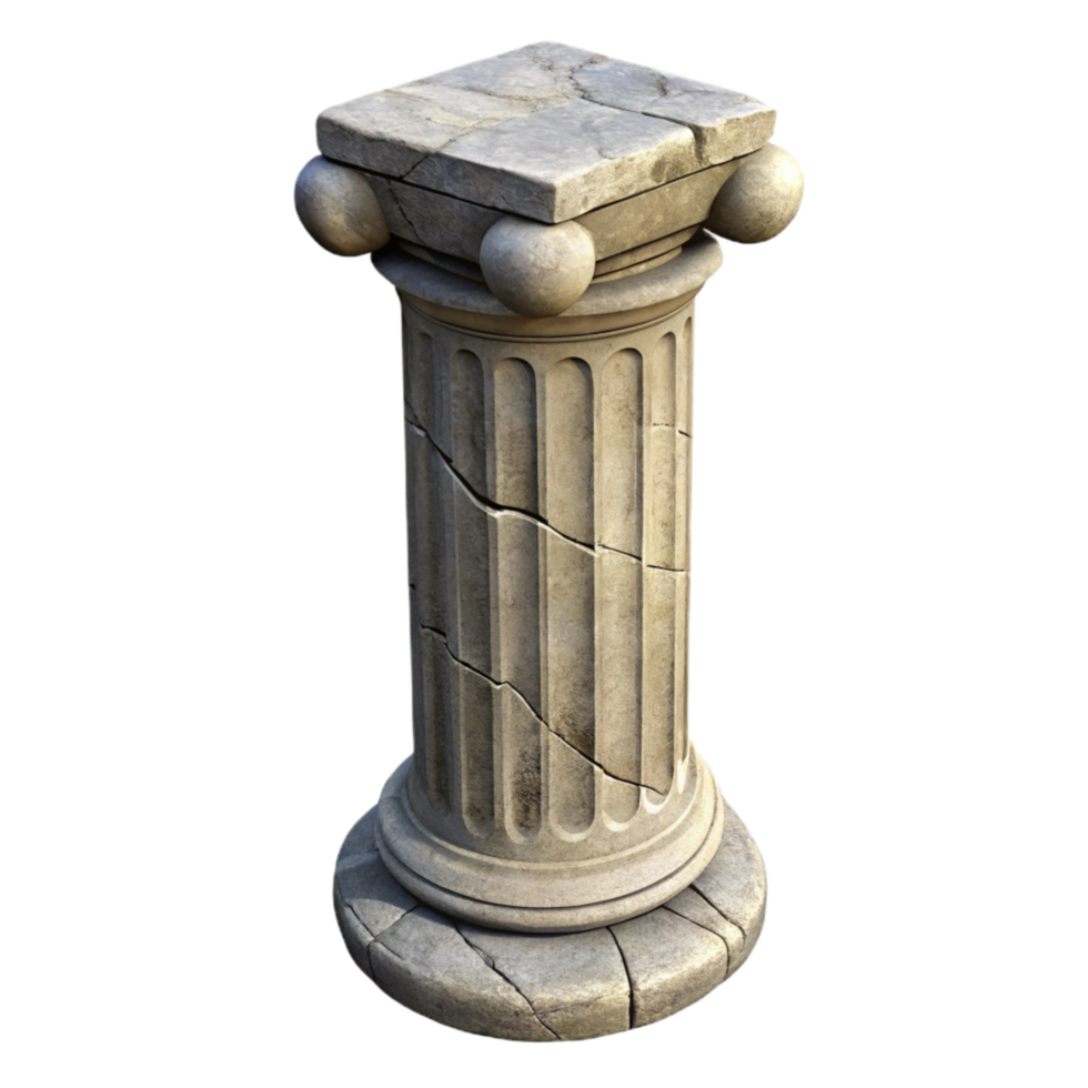 extraordinary minimalist Ancient Ruins Pillar with Cracked Texture Isolated premium png