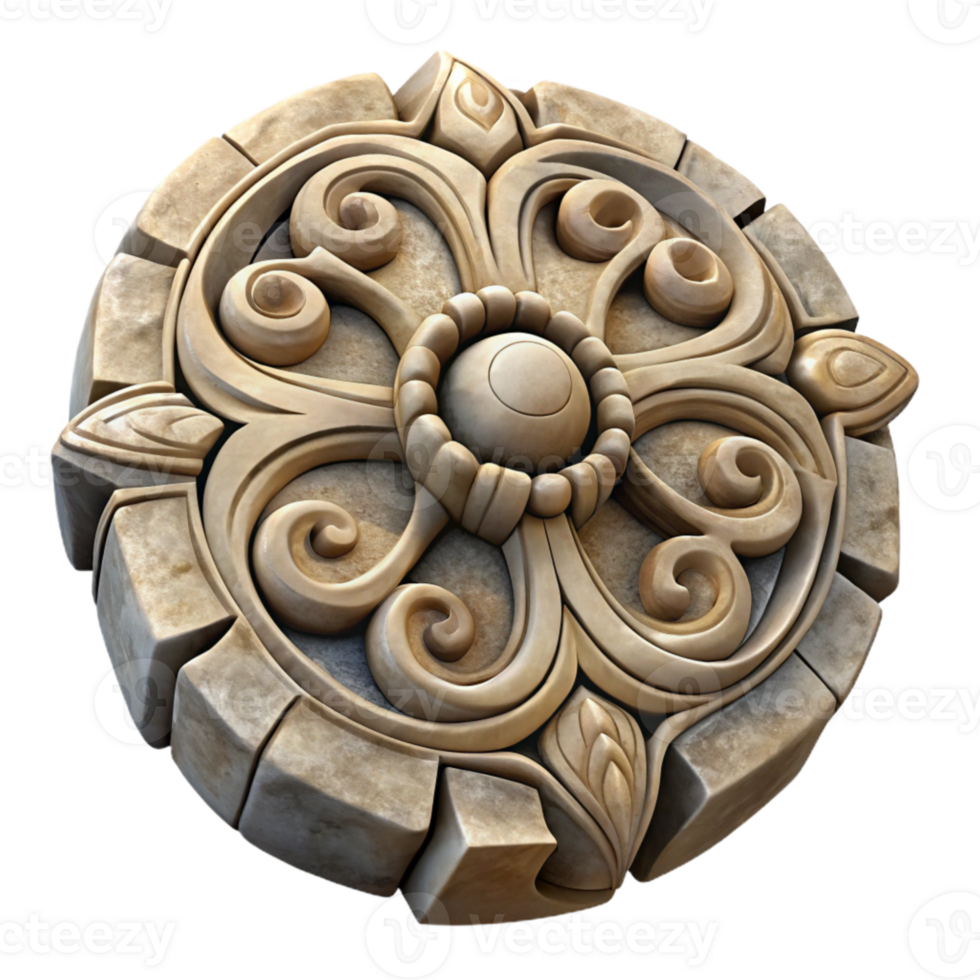 beautiful classic Ancient Stone Carving with Intricate Details Isolated high resolution png