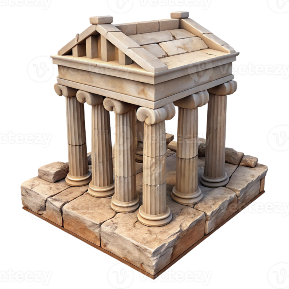 wonderful vintage Ancient Temple Ruins Isolated on Transparent Background high quality png
