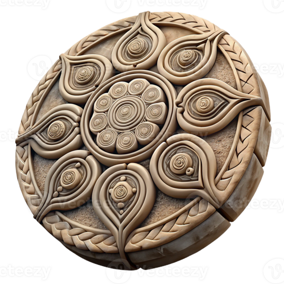 stunning traditional Ancient Stone Carving with Intricate Details Isolated 4K png