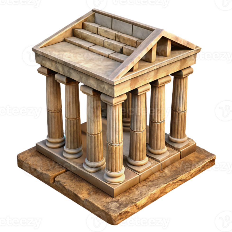 impressive creative Ancient Temple Ruins Isolated on Transparent Background detailed png