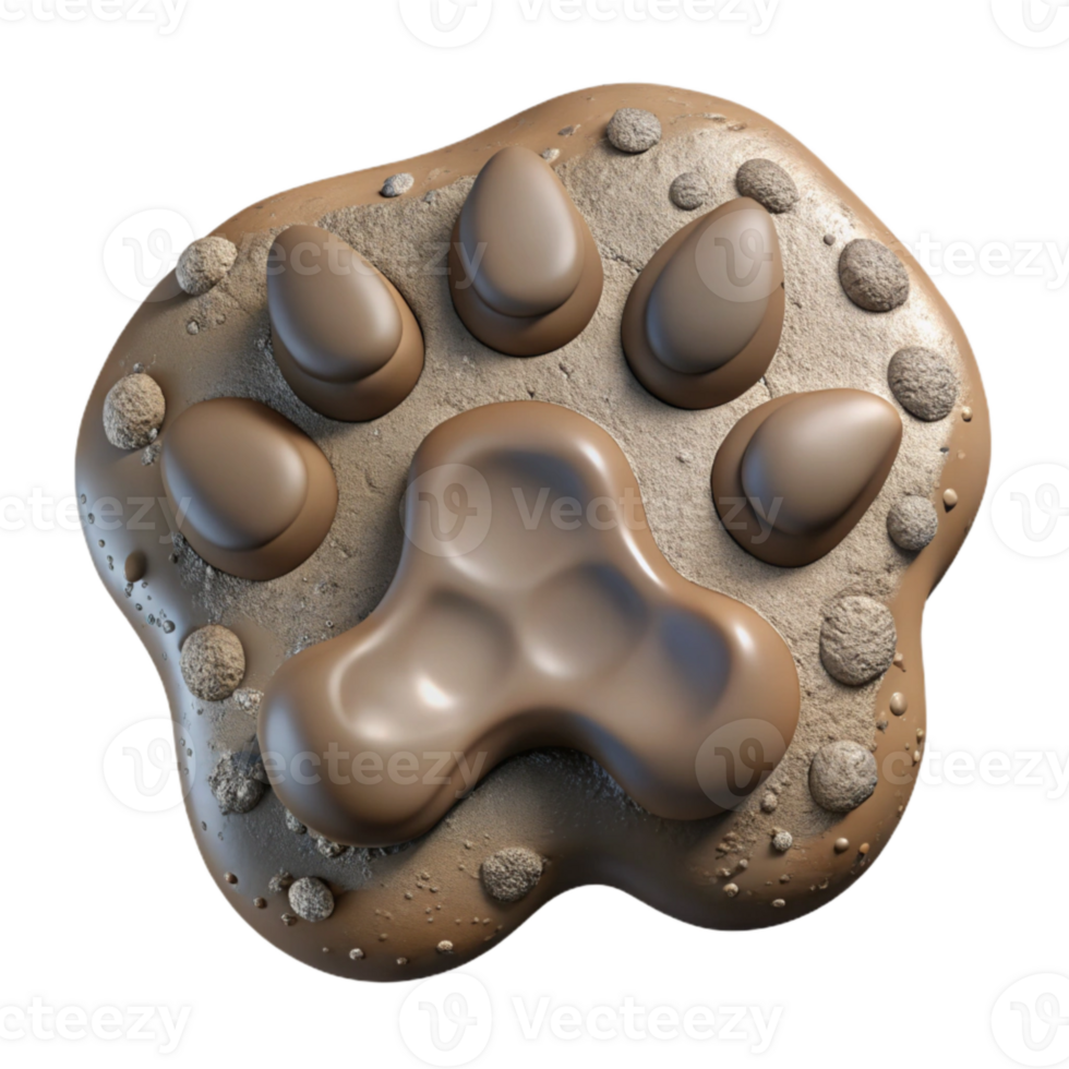 vibrant abstract Animal Footprint Isolated in Mud 4K png