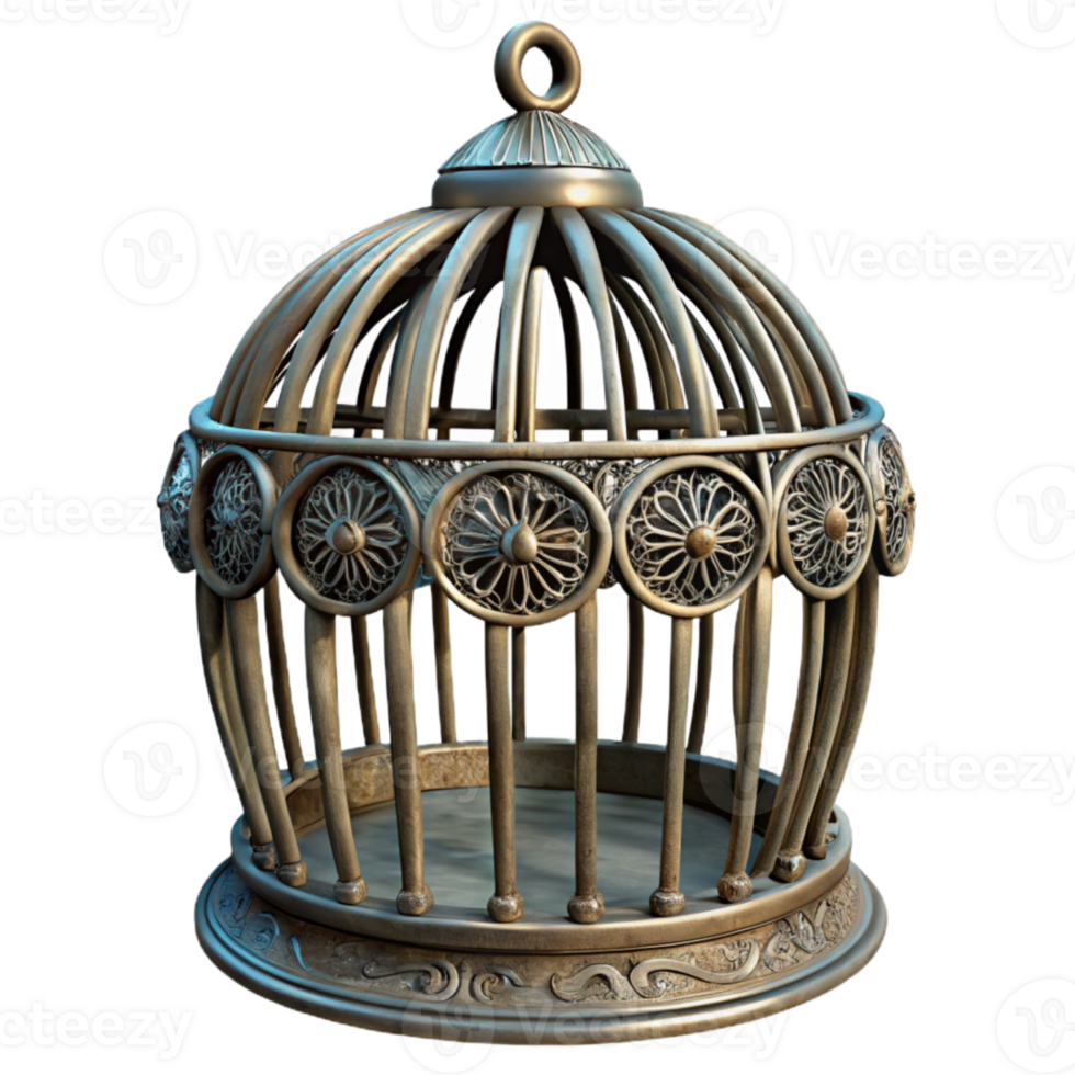 vibrant rustic Antique Birdcage Ornate Design Isolated Element authentic png