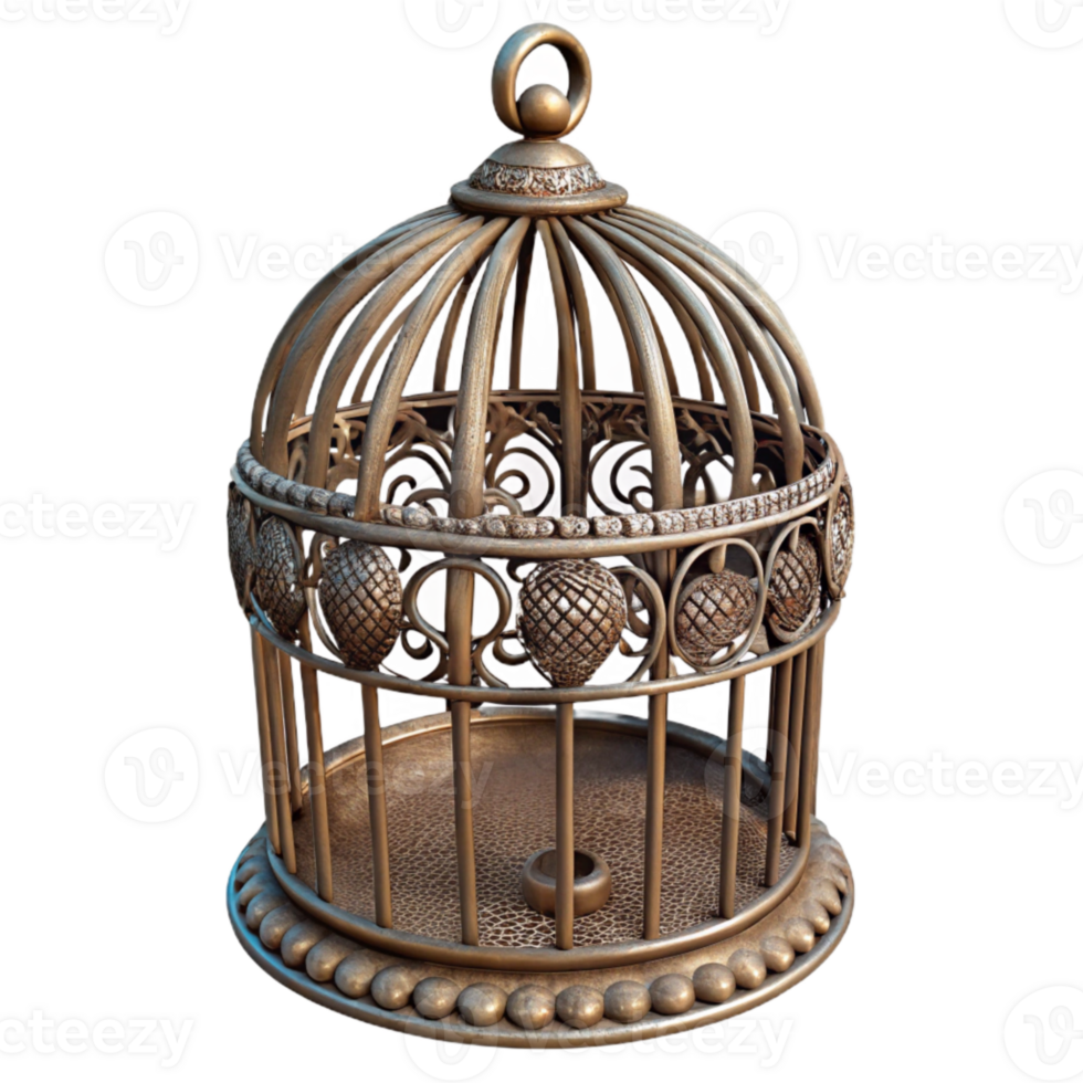 dramatic classic Antique Birdcage Ornate Design Isolated Element high resolution png