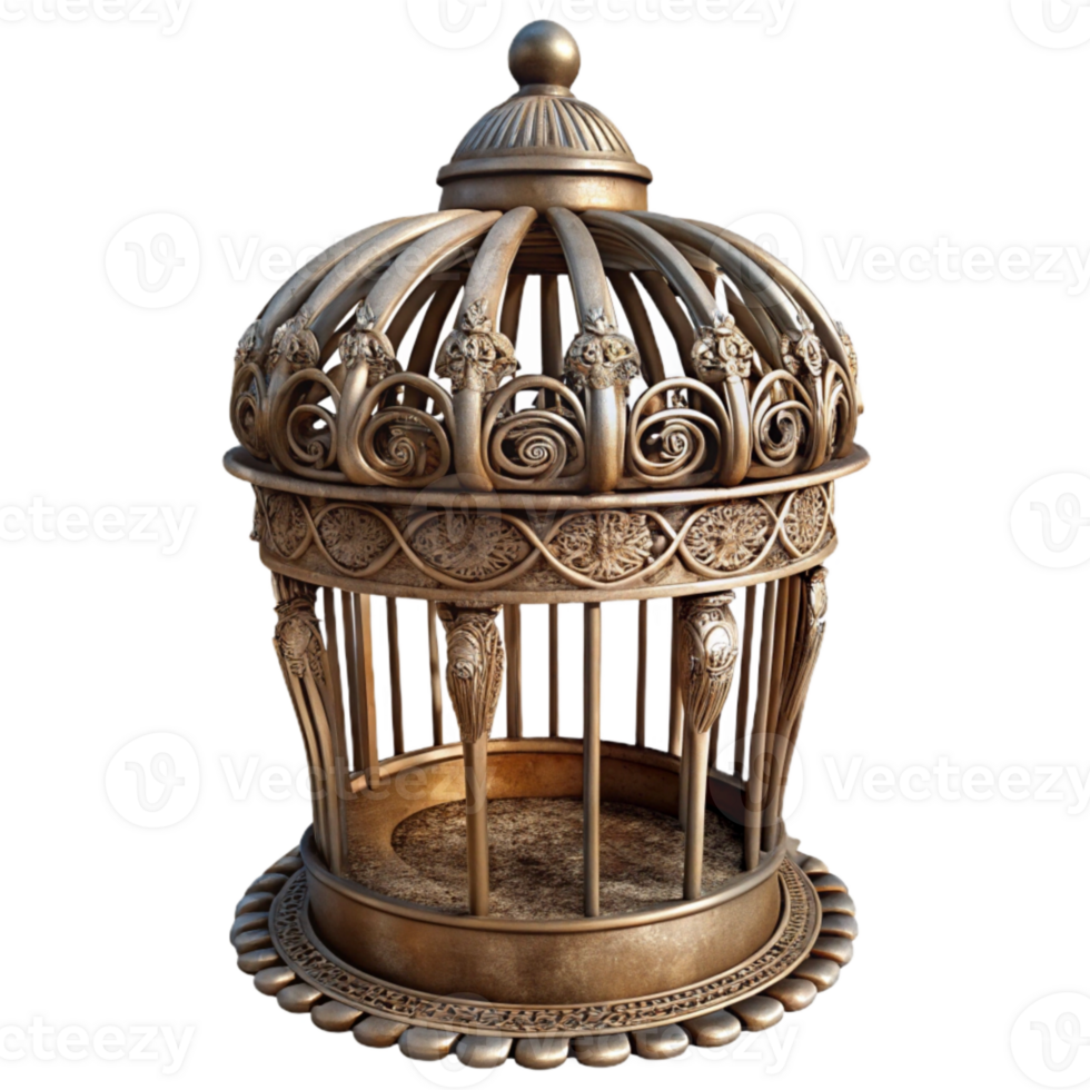elegant abstract Antique Birdcage Ornate Design Isolated Element authentic png