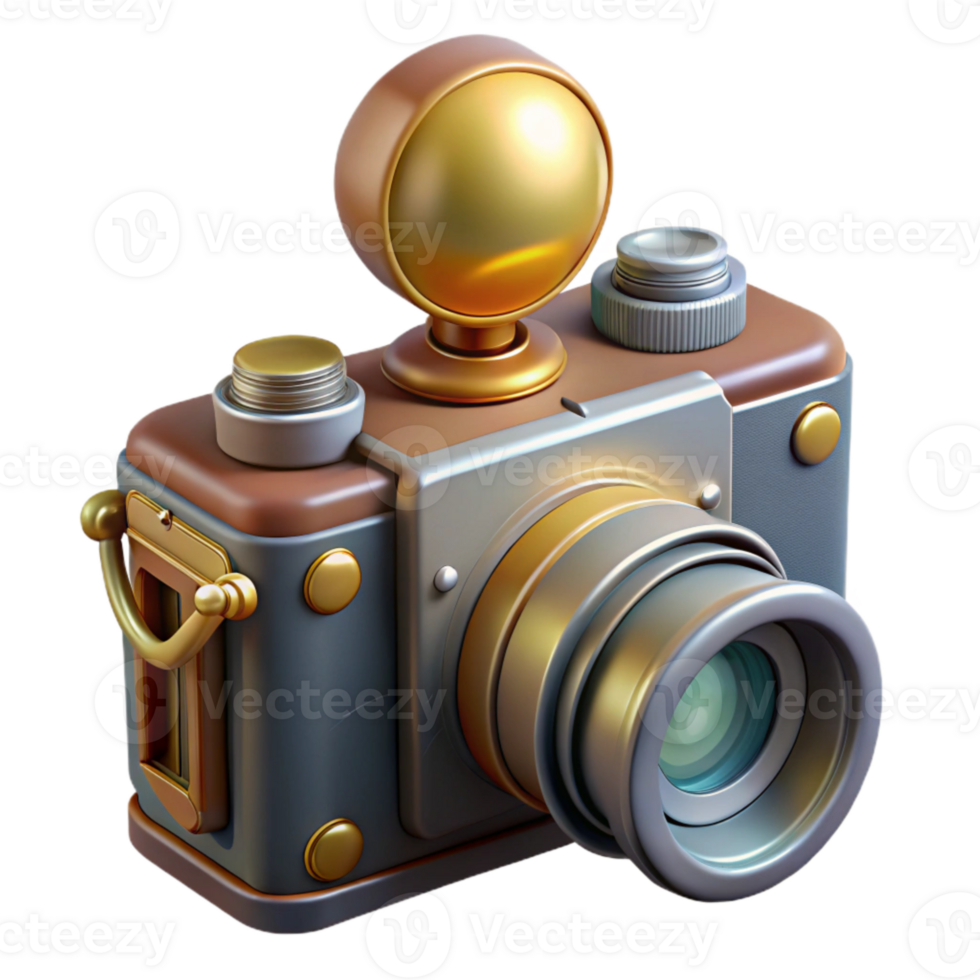 elegant classic Antique Camera with Flashbulb Isolated Element genuine png