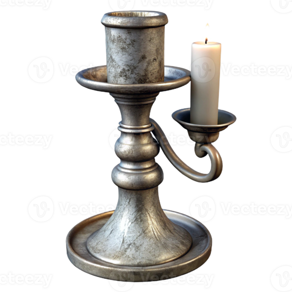 magnificent abstract Antique Candlestick Silver Plated Cutout Element high resolution png