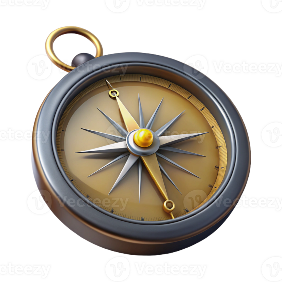 beautiful rustic Antique Compass Top View Isolated Element professional png