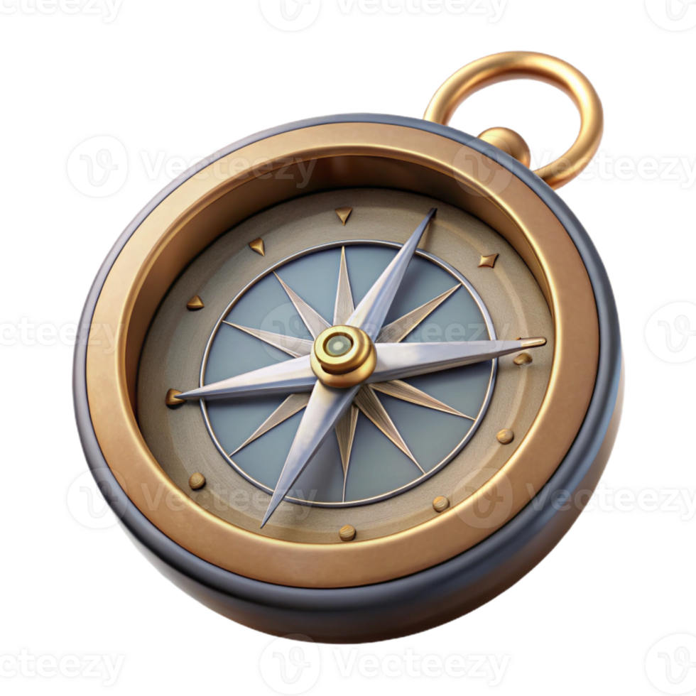 impressive artistic Antique Compass Top View Isolated Element detailed png
